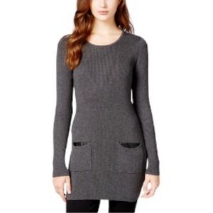 BCX Dark Grey Ribbed Long Sleeve Sweater Size Medium